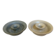 Pair of beige and blue ceramic candlesticks