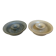 Pair of beige and blue ceramic candlesticks