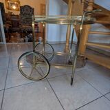Hollywood Regency style bar cart in brass and glass, 1970s