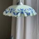 Vintage suspension in white and blue glass with wavy edge D46 H53