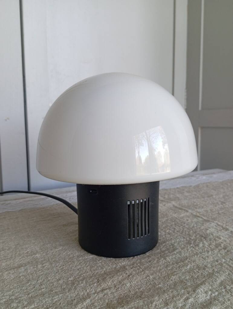 1960s glass and metal mushroom lamp