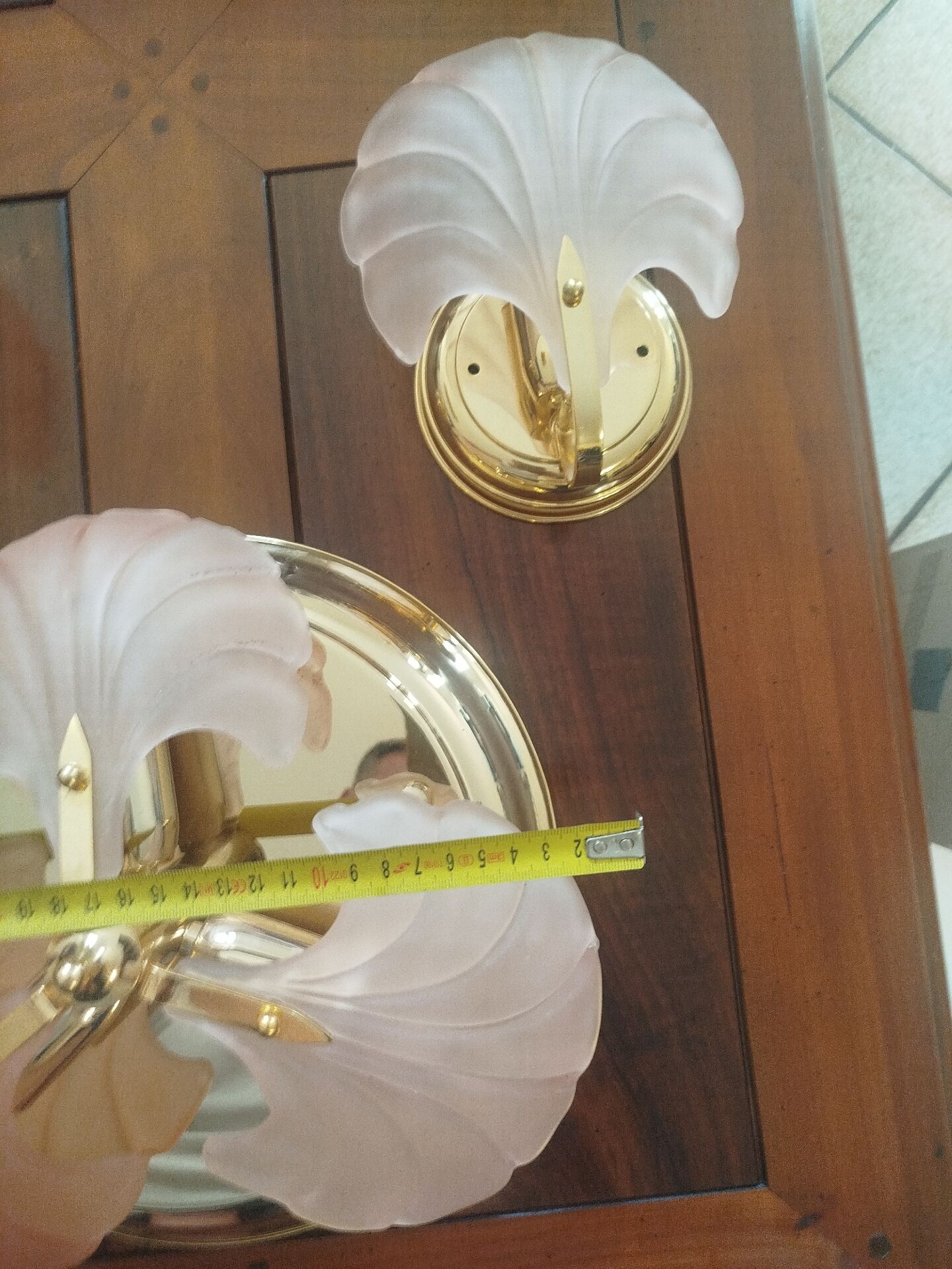 Rare set of wall sconces and shell ceiling light.