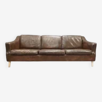Scandinavian design 3-seater leather sofa 1950