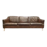 Scandinavian design 3-seater leather sofa 1950