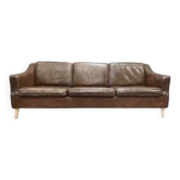 Canapé 3 places cuir design scandinave 1950