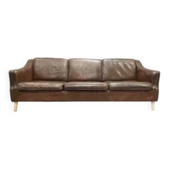 Scandinavian design 3-seater leather sofa 1950