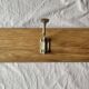 Vintage wooden wall coat rack - 3 chrome metal hooks