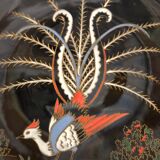 Decorative plate the enamels of Longwy "Menure Lyre"