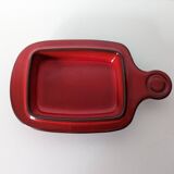 beurrier en grès émaillé rouge