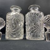 Pair of early 20th century SAINT LOUIS crystal perfume bottles, Fleurs de viole model