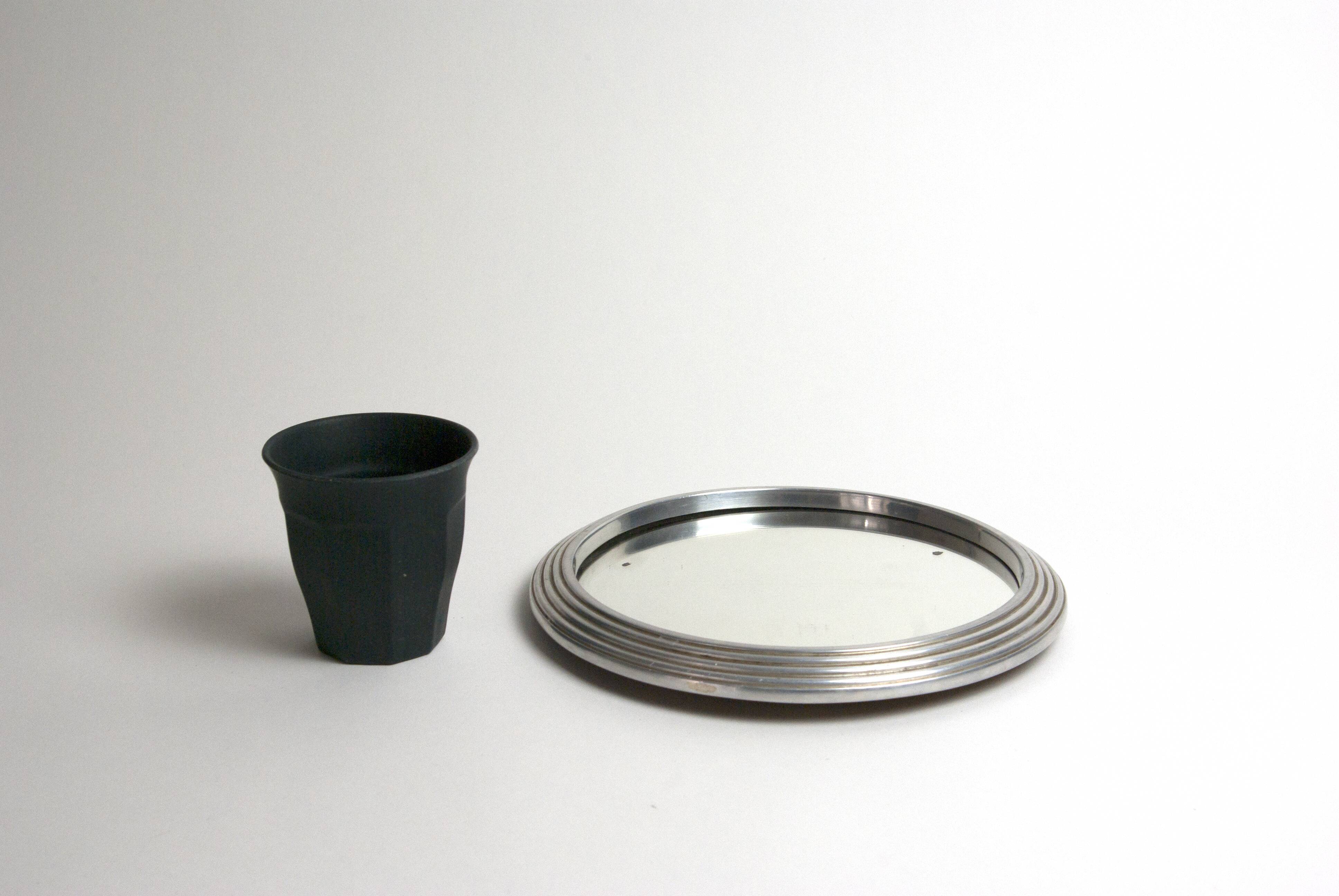 Round mirror to ask grooved stainless on board made in france 50 years