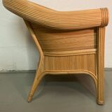 Pencil or split reed rattan arm or club chair, Vivai del Sud, 80s
