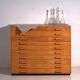 Antique plan cabinet made of beech wood – Slovakia, circa 1960