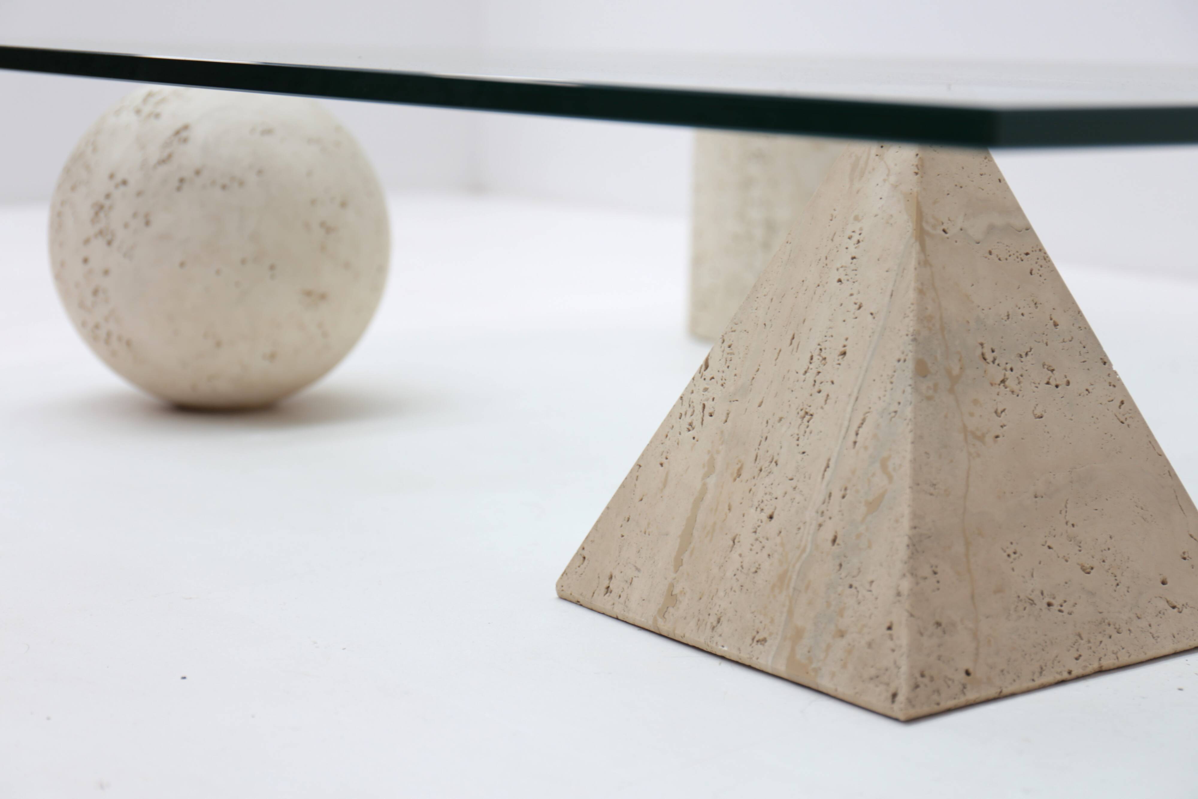 Metafora travertine coffee table by Massimo & Lella Vignelli, Italy
