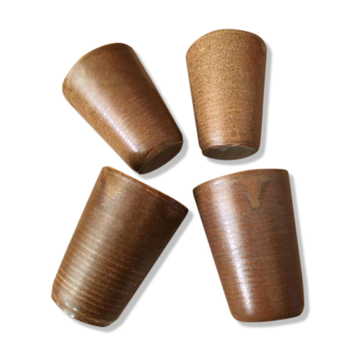 4 sandstone cups with chestnut gradients. Stamped GP DIGOIN