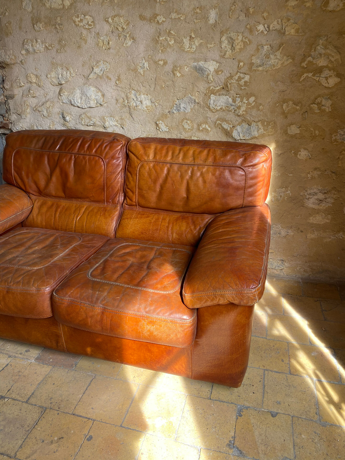 Canapé cuir vintage 2 places 