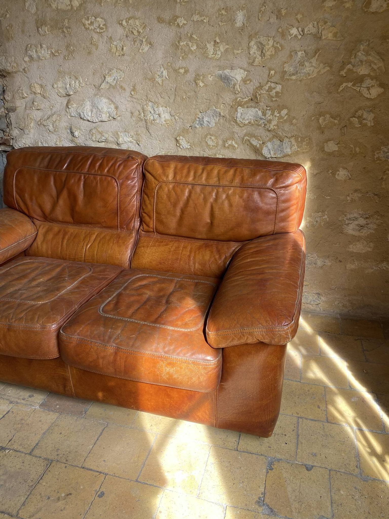 Canapé cuir vintage 2 places 