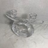 Ancien bougeoirs en cristal cristallerie d'art Vannes France vintage
