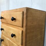 5 drawers dresser in light fir 1950 black buttons