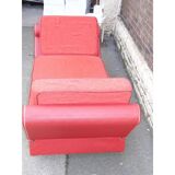 Meridienne vintage bench seat years 50 60 skai Red