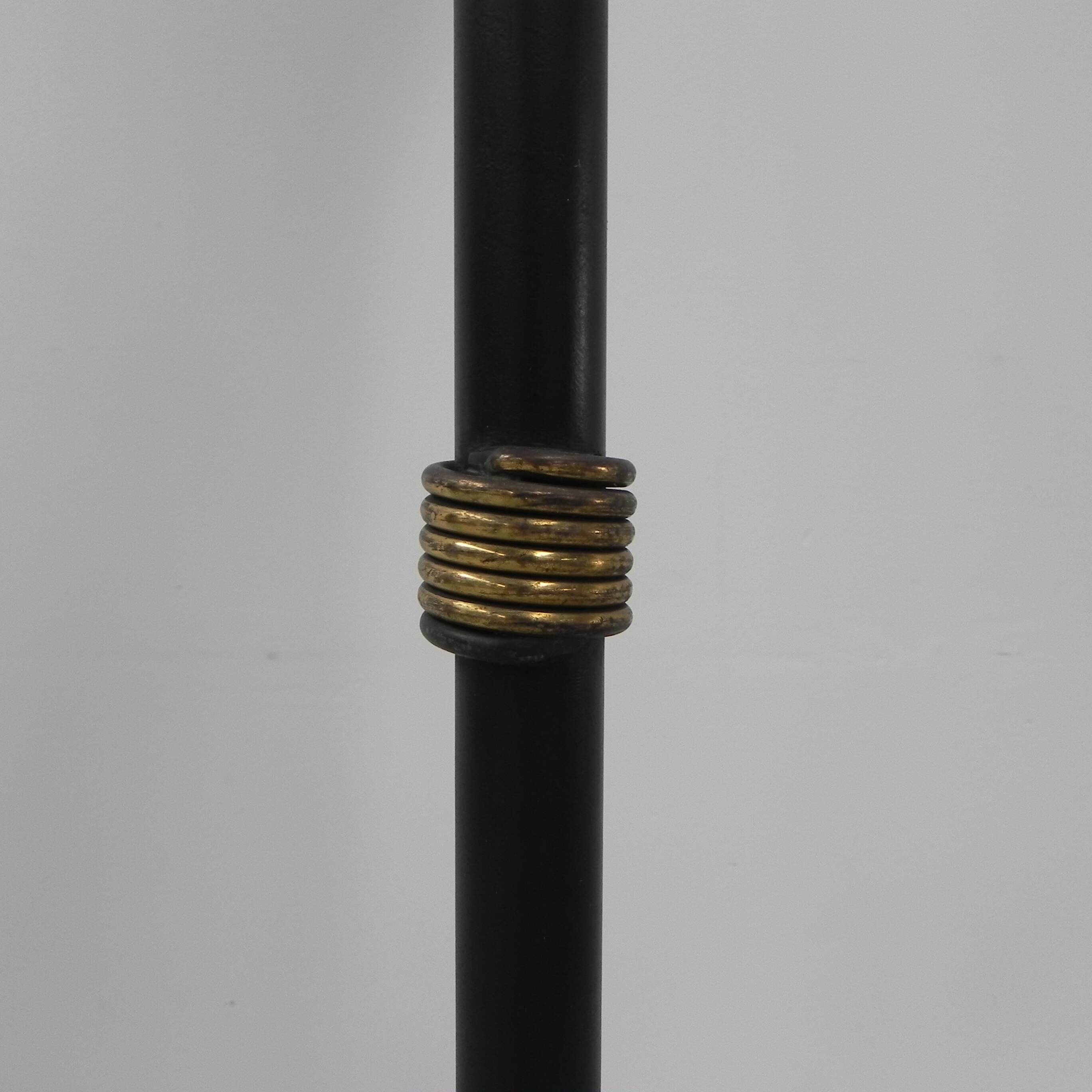 Standing vintage lamp with glass shade and perforated steel shade