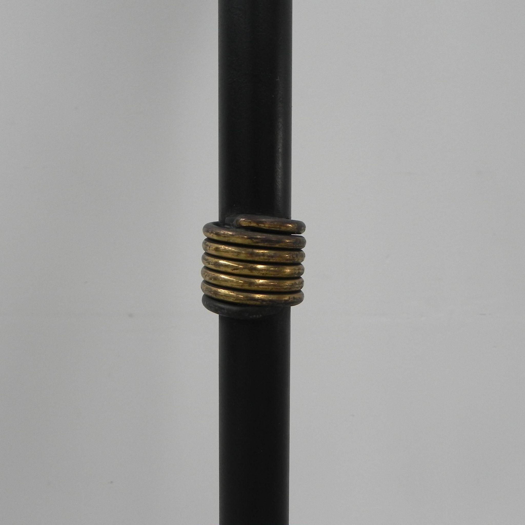 Standing vintage lamp with glass shade and perforated steel shade