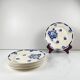 Set of 6 dessert plates, semi-porcelain Badonviller, blue flower pattern, early 20th century.
