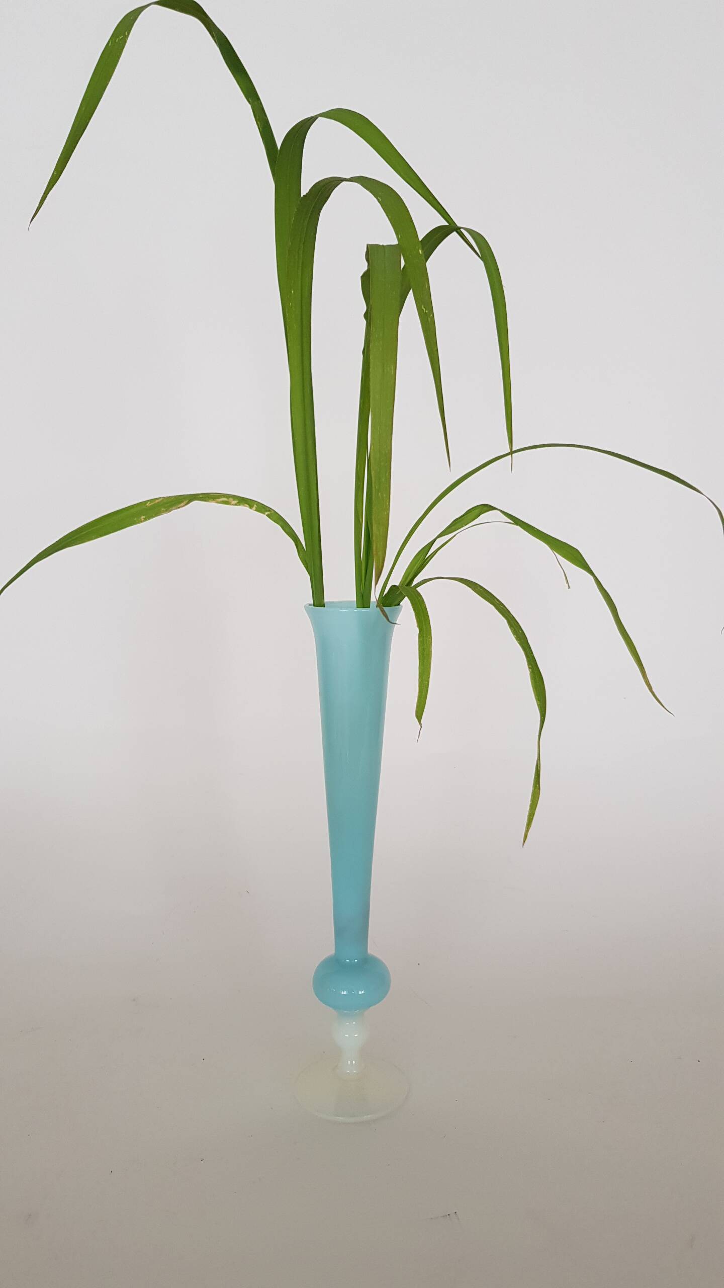 Blue and white opaline soliflore vase