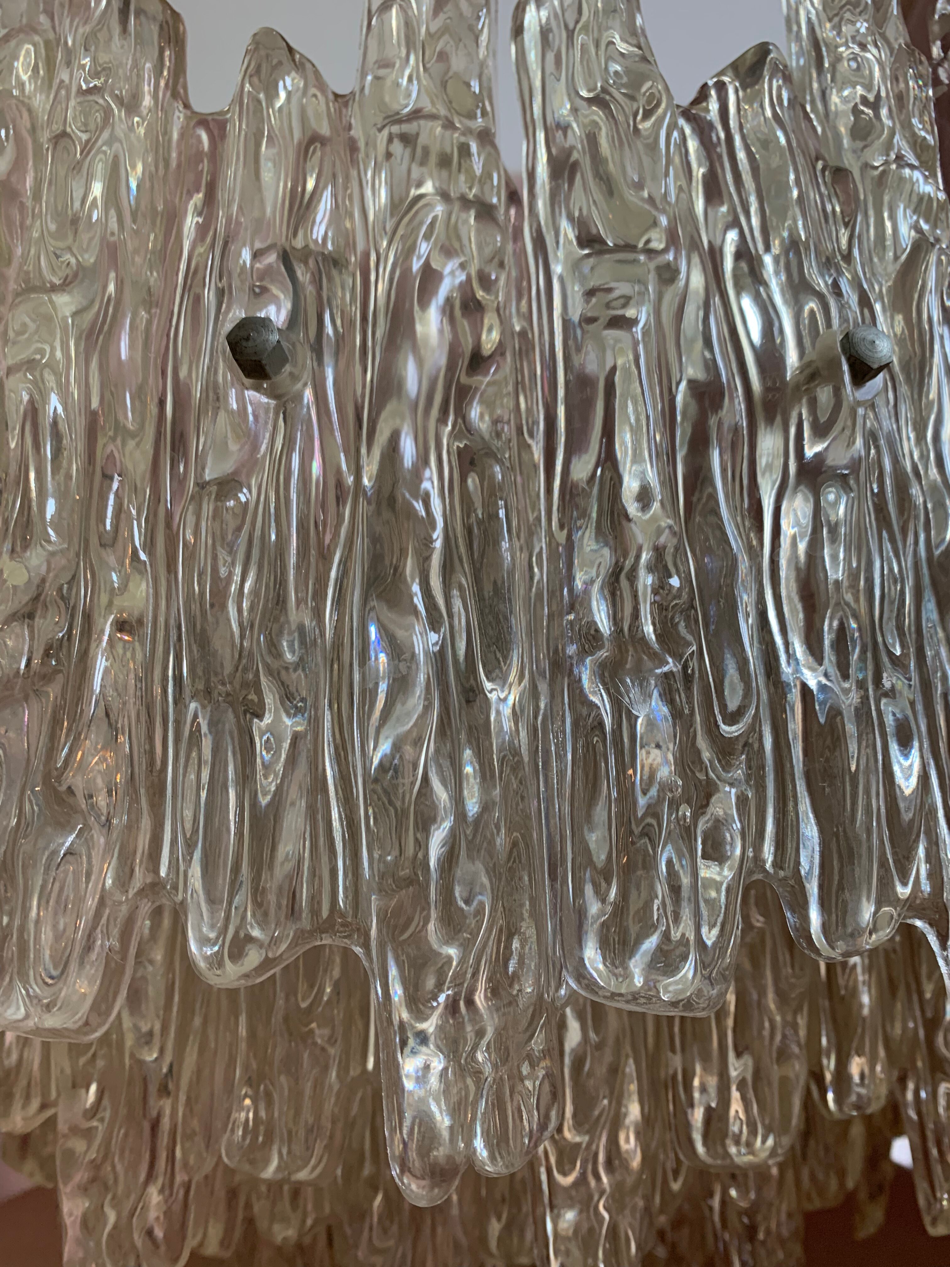 Midcentury ice glass plexi chandelier by kalmar