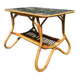 Vintage rattan and Formica coffee table