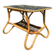 Table basse vintage en rotin et Formica