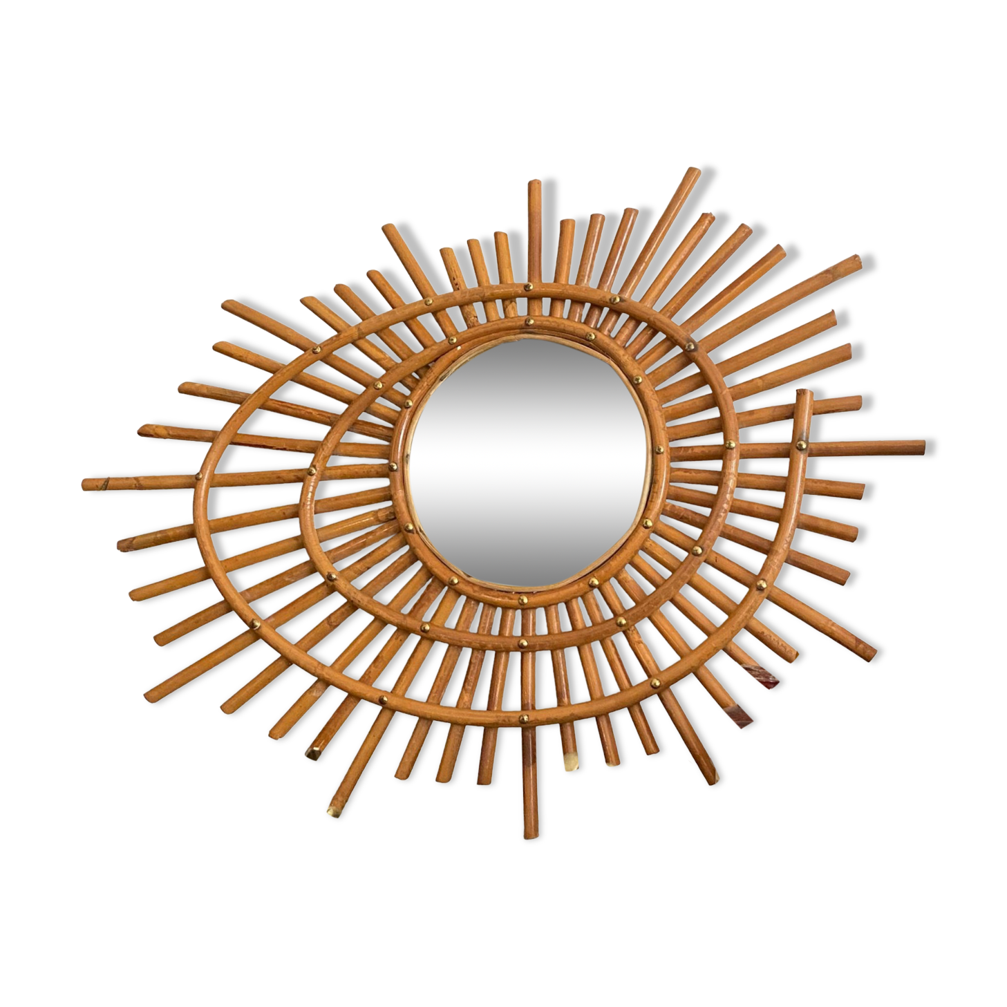 Old rattan mirror sun ORTF vintage