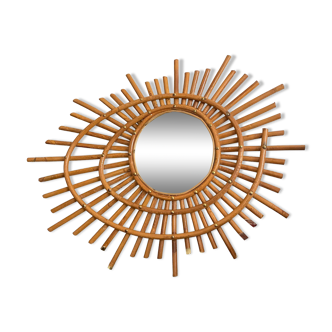 Old rattan mirror sun ORTF vintage