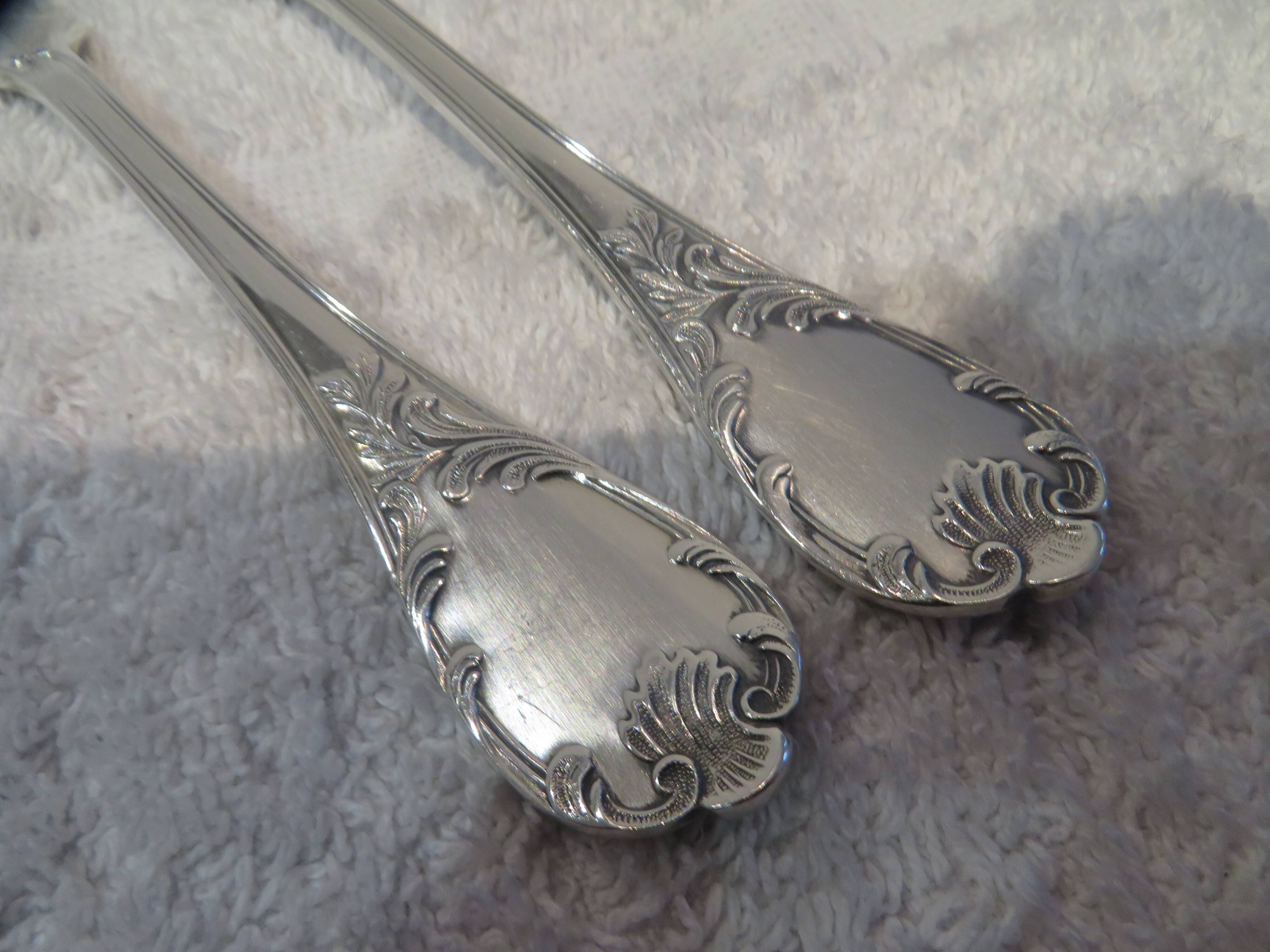 2 cold meat forks silver plated metal goldsmith Christofle Marly