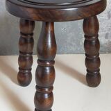 Vintage solid turned wood tripod stool