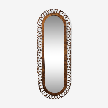 Rattan mirror from the 60's - 125x47cm