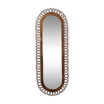 Rattan mirror from the 60's - 125x47cm