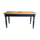 Black pietement farm table - metal strapping - turned feet - 20th century