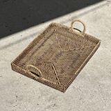 Rectangular Asian handmade basket with circular handle L:45 l:35