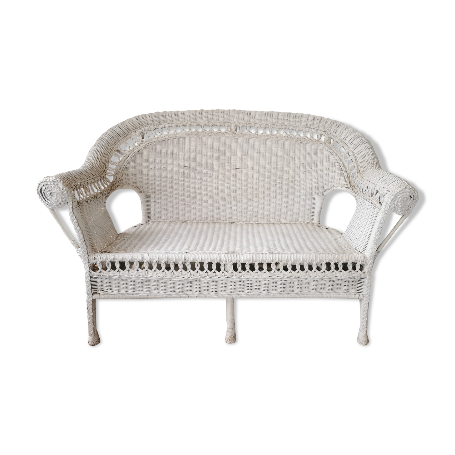 Banquette en rotin blanc