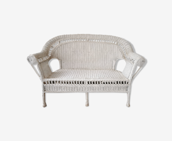 White rattan bench