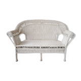 White rattan bench
