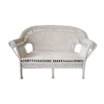 White rattan bench