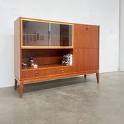 High glazed enfilade with vintage wooden bar in Scandinavian style.