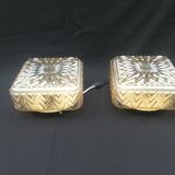 Pair of honey-colored ceiling lights