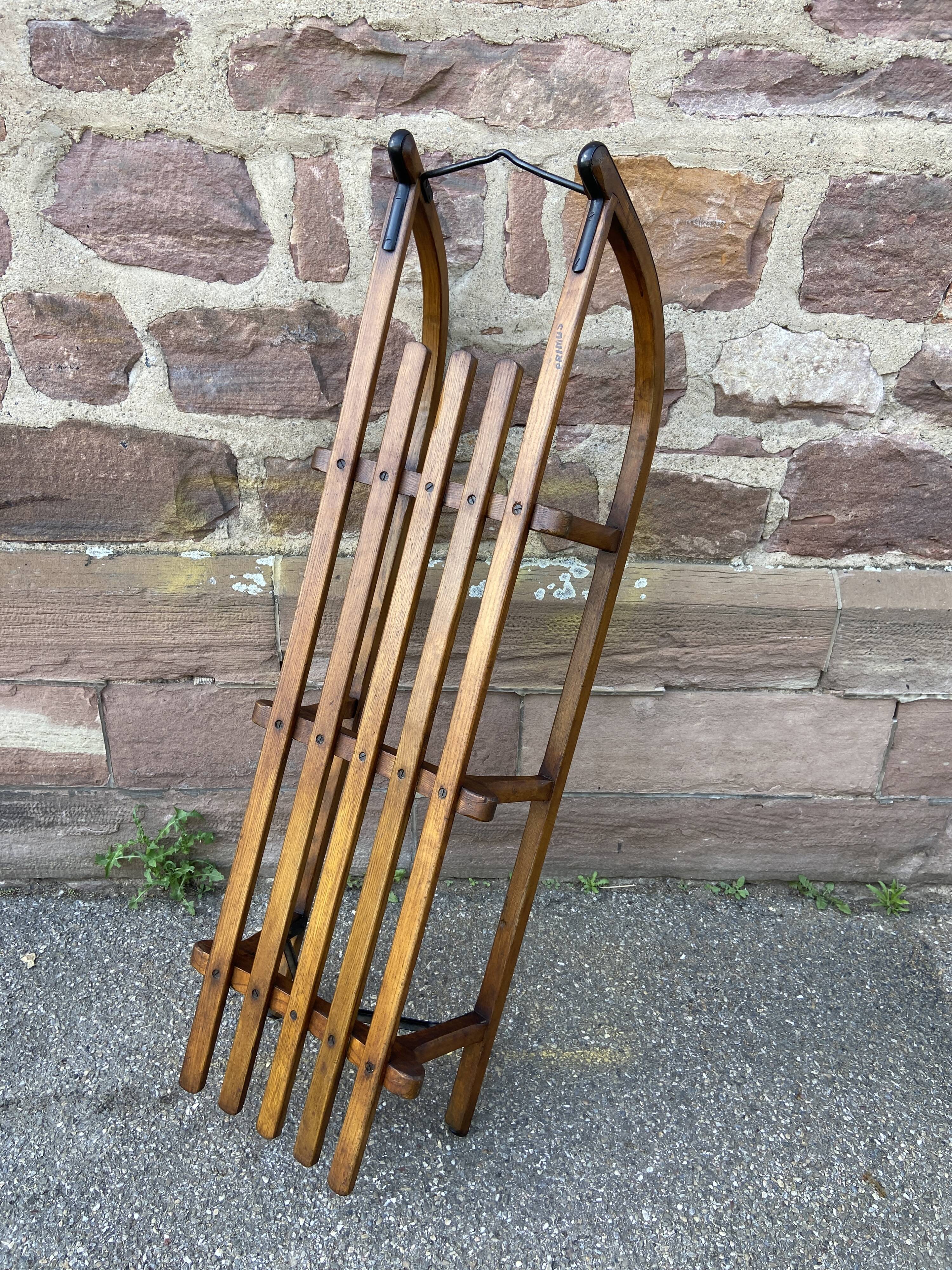 Antique sled toboggan Snow winter sport vintage