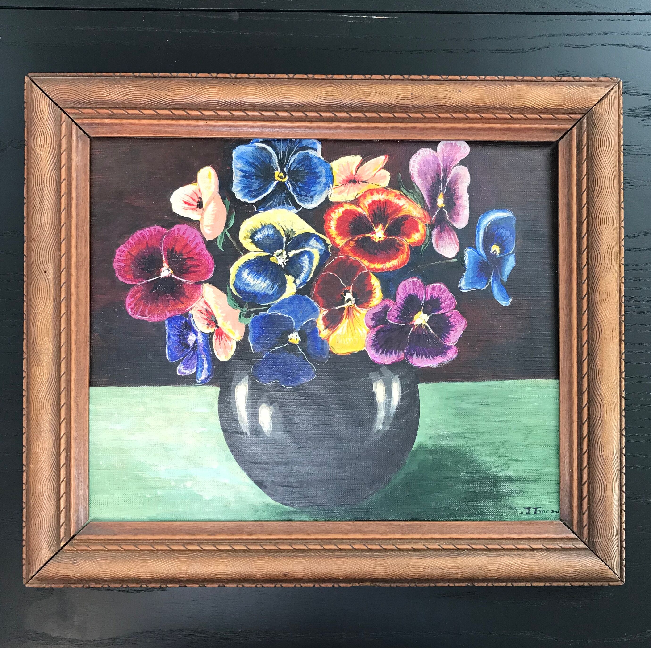 Peinture bouquet de pensées