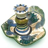 Earthenware candlestick P. Fouillen Quimper