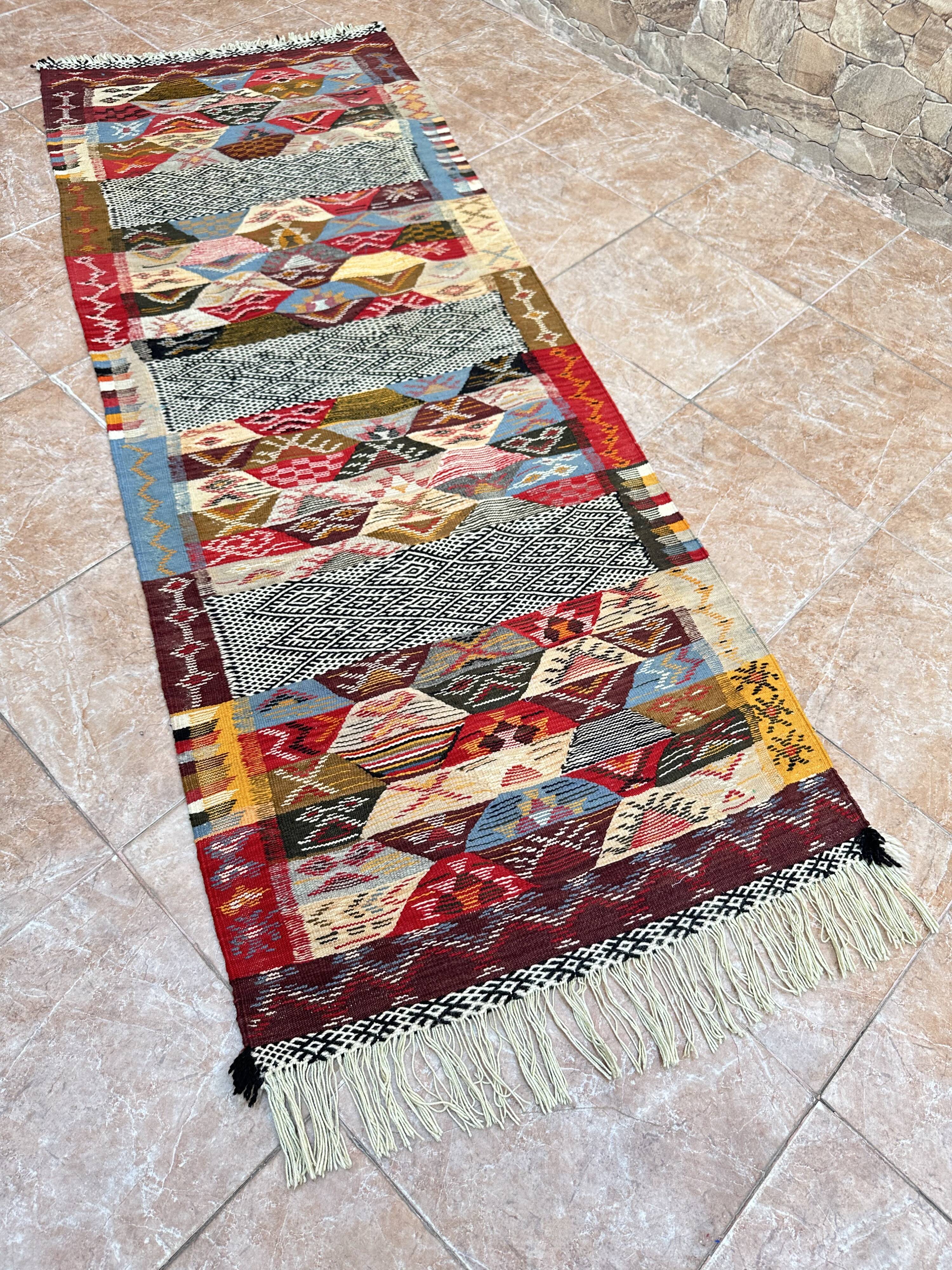 Contemporary Kilim Rug - Taznakht Kilim runner - runner - Unique runner rug - Berber rug
