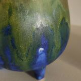 Small flamed stoneware pot